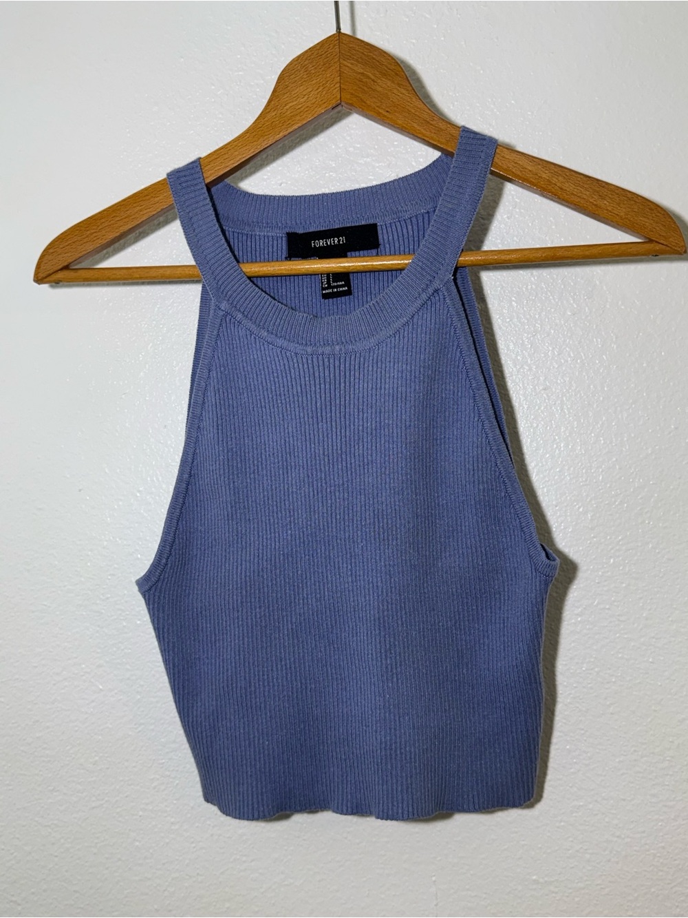 Forever 21 Blue Ribbed Halter Tank Top
